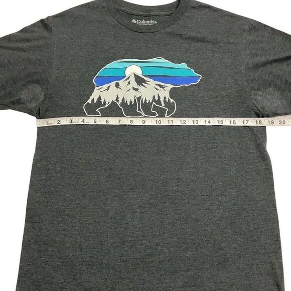 Columbia Sportswear T Shirt Mens Medium Gray Large Front Mountain Bear Graphic - Picture 6 of 9